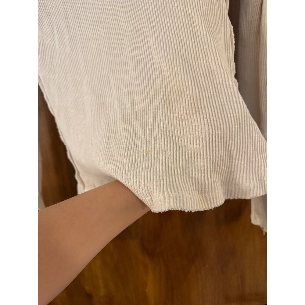 Free People Bohemian Cream Long-Sleeve Top Thermal Crochet Hood & Cuffs Size M G - Picture 5 of 8